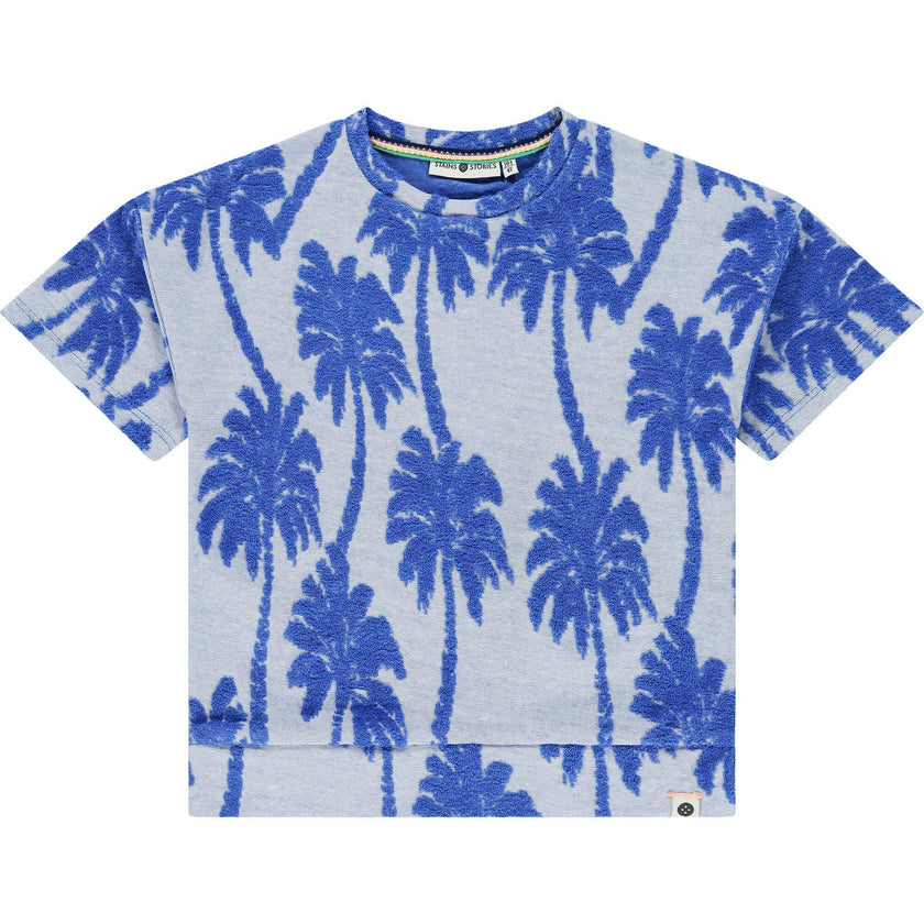 Terry Palm Tree Short Sleeve Sweat Top