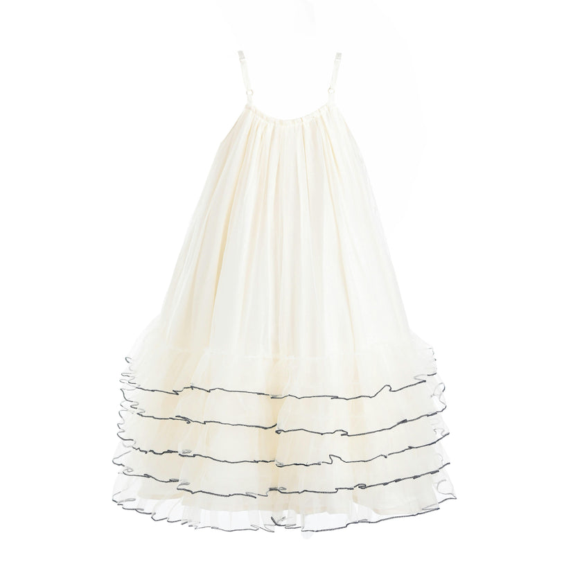 Cascade Trim Tiered Dress