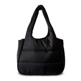 The Astra Puffy Tote with Removable Crossbody Strap in Black