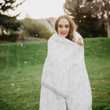 Organic Cotton Muslin Quilted Throw - Pencil Floral