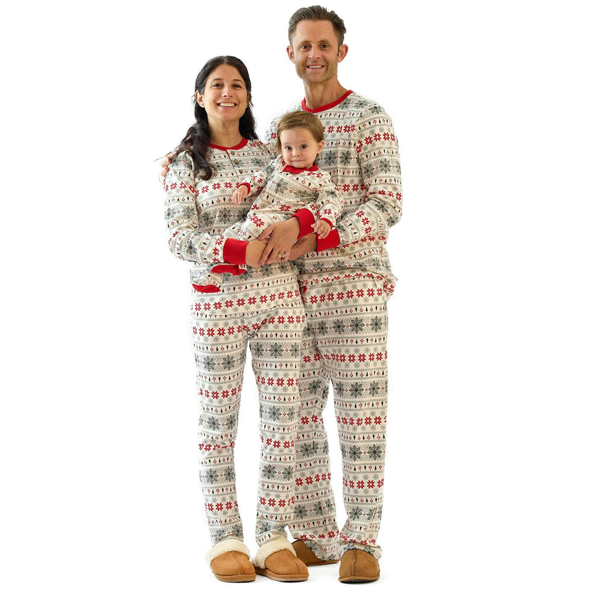 Matching Family Jammies Christmas Pajamas - Nordic Fair Isle Ivory