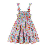 Girls Tiered Poplin Dress | White Strawberry