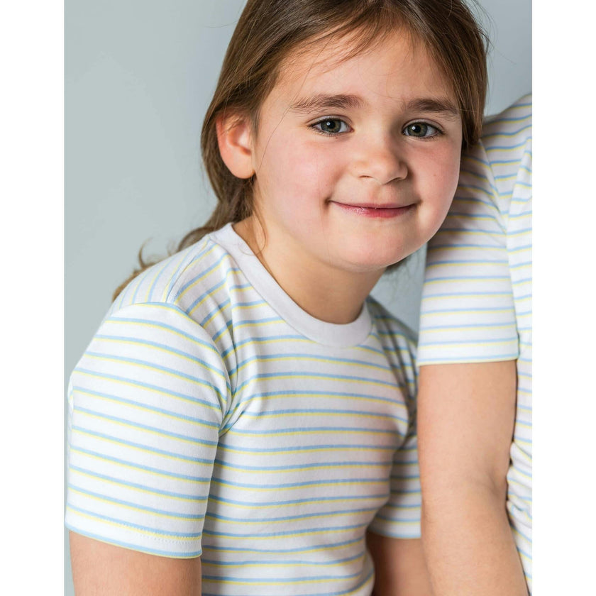 The Organic Short Sleeve Pajama Set [Lemon Double Stripe]