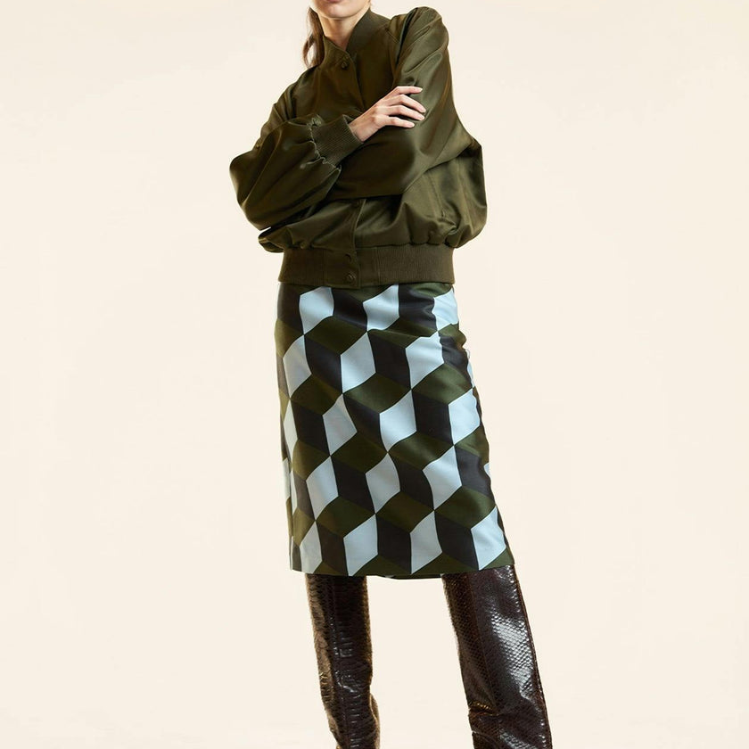 Art Deco Silk Wool Skirt