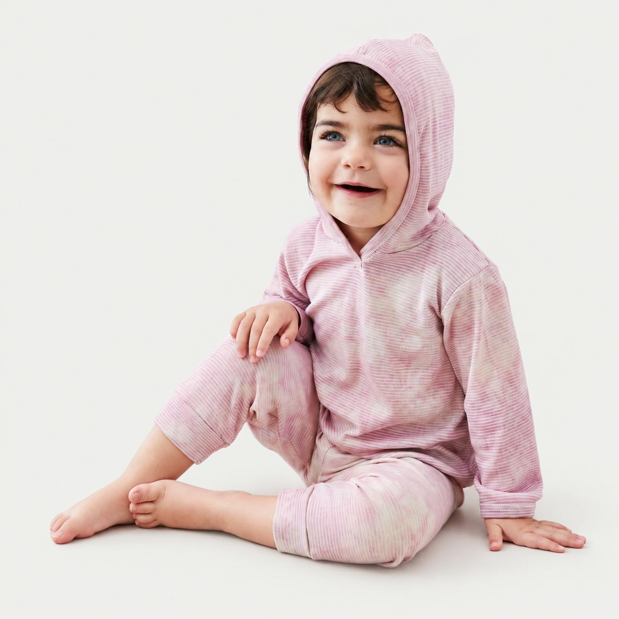 Marble Stripe Rib Hoodie and Jogger Set