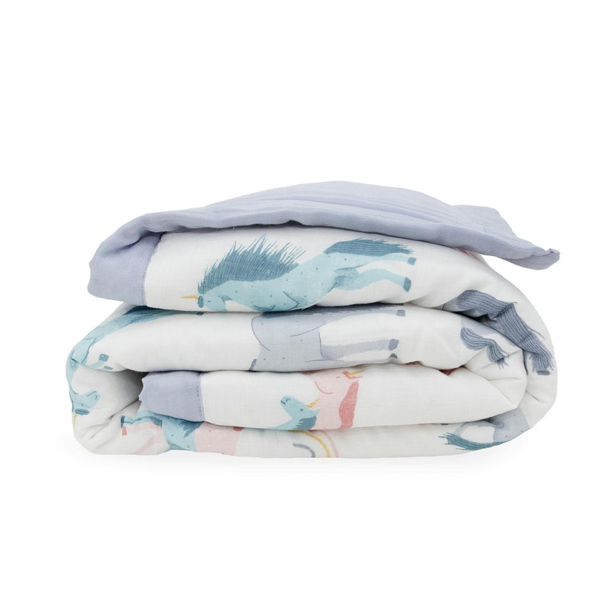 Cotton Muslin Toddler Comforter - Unicorns