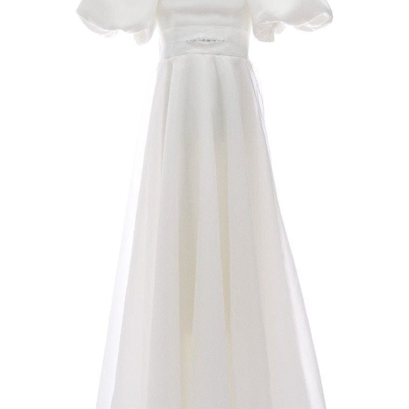 Ivory Thea Puff-Sleeve Dress