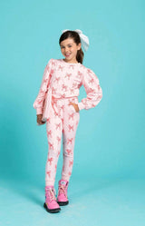 Ribbon Puff Sleeve Set Pink