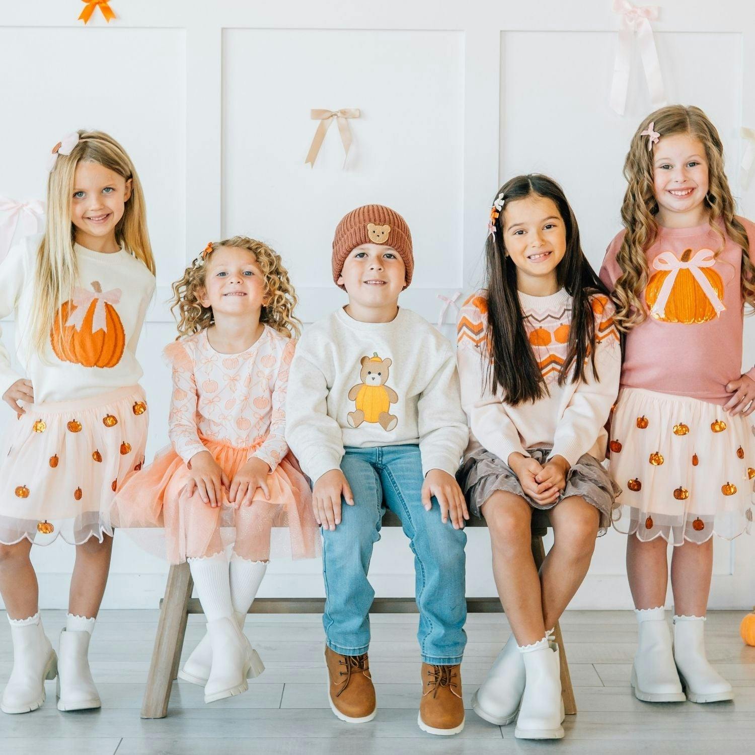 Pumpkin Teddy Bear Patch Sweatshirt
