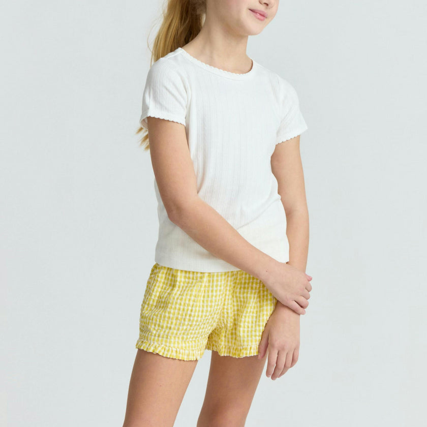 girls soleil gingham ruffle shorts