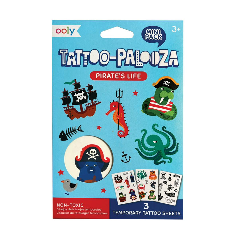 Tattoo Palooza Temporary Tattoos Mini Pack - Pirate's Life - 3 Sheets