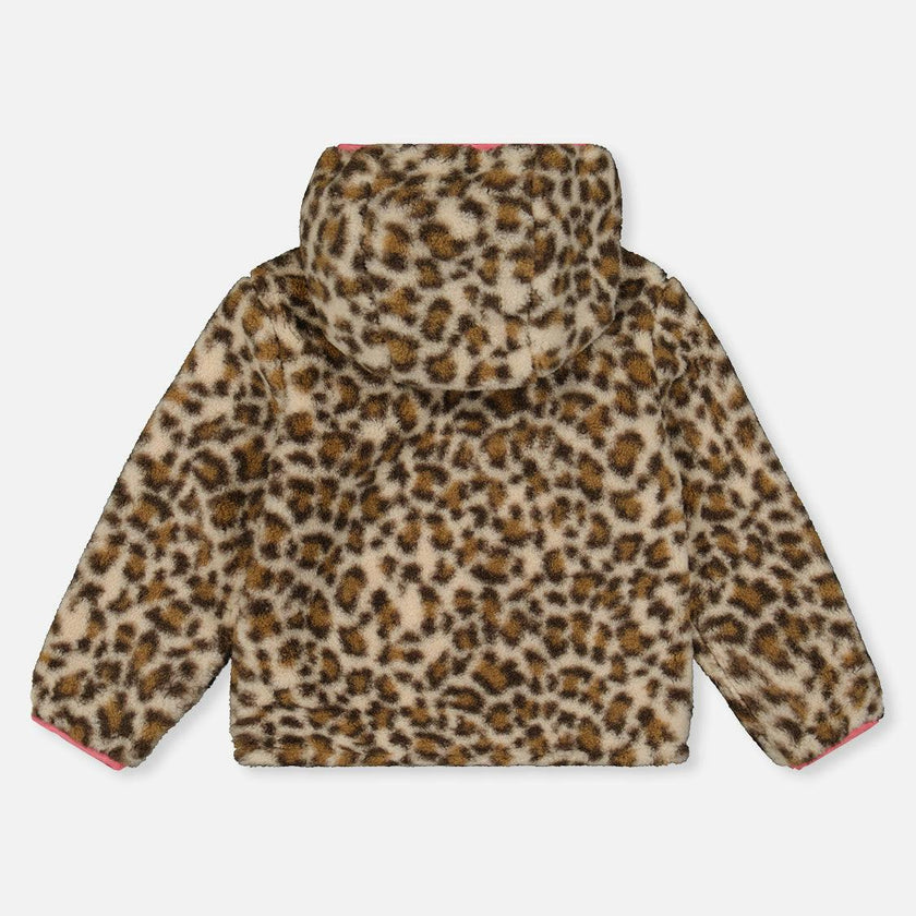 Reversible Mid-Season Jacket Pink And Leopard