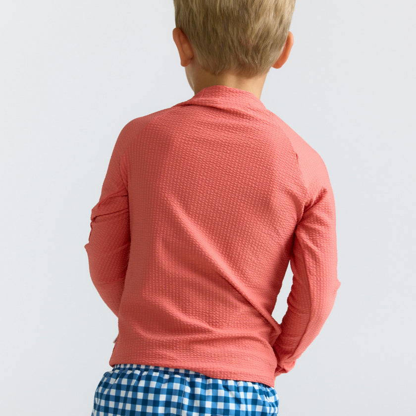 unisex sailor red seersucker rashguard