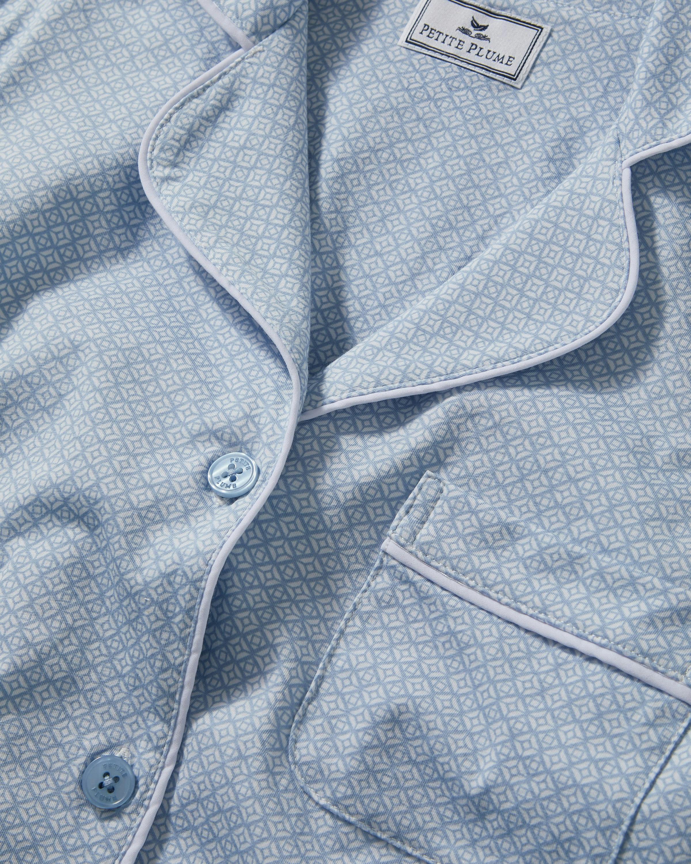 Women's Pima Crop Set in Periwinkle Geo