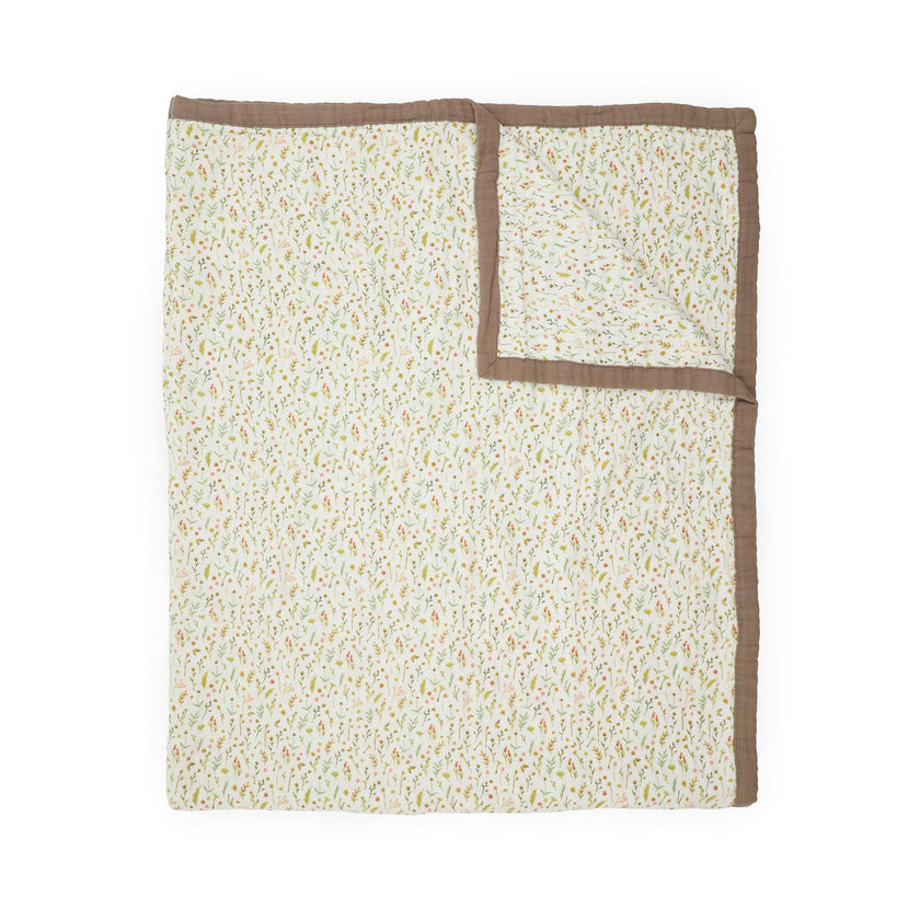 Organic Cotton Muslin Quilted Throw - Floral Field