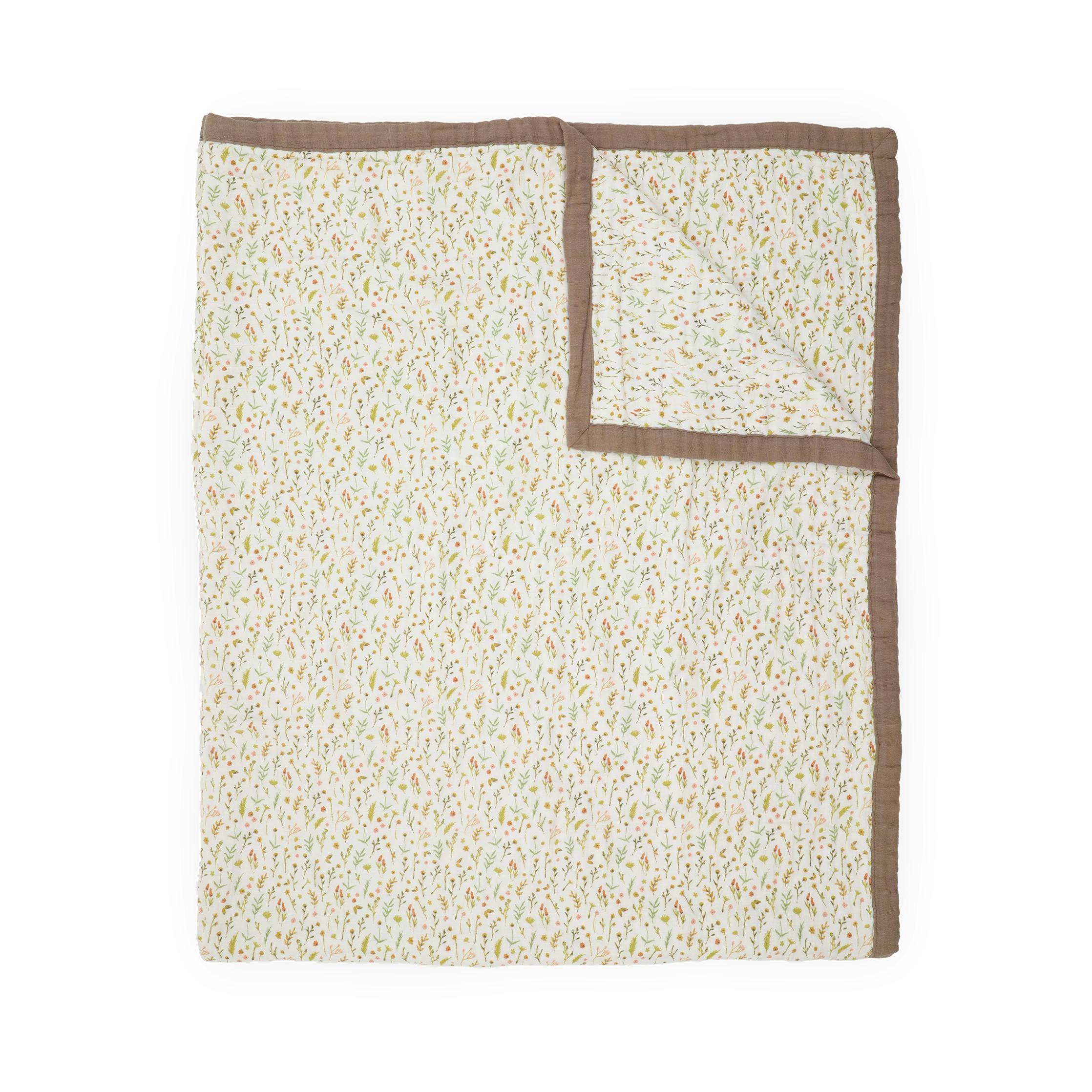 Organic Cotton Muslin Quilted Throw - Floral Field