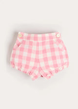 Catherine Gingham Button Detail Bloomers in Pink (3mths-2yrs)