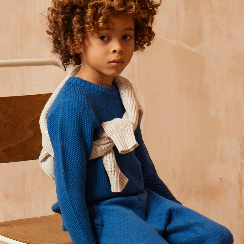 Moss Stitch Jumper | Cobalt Blue