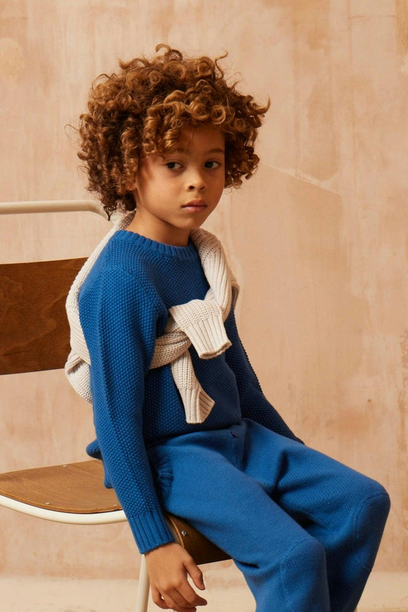 Moss Stitch Jumper | Cobalt Blue