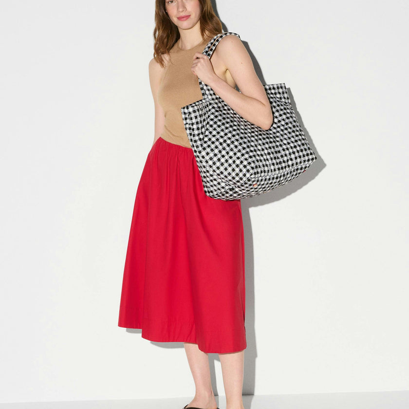 Black/White Gingham Large Metro Tote Deluxe