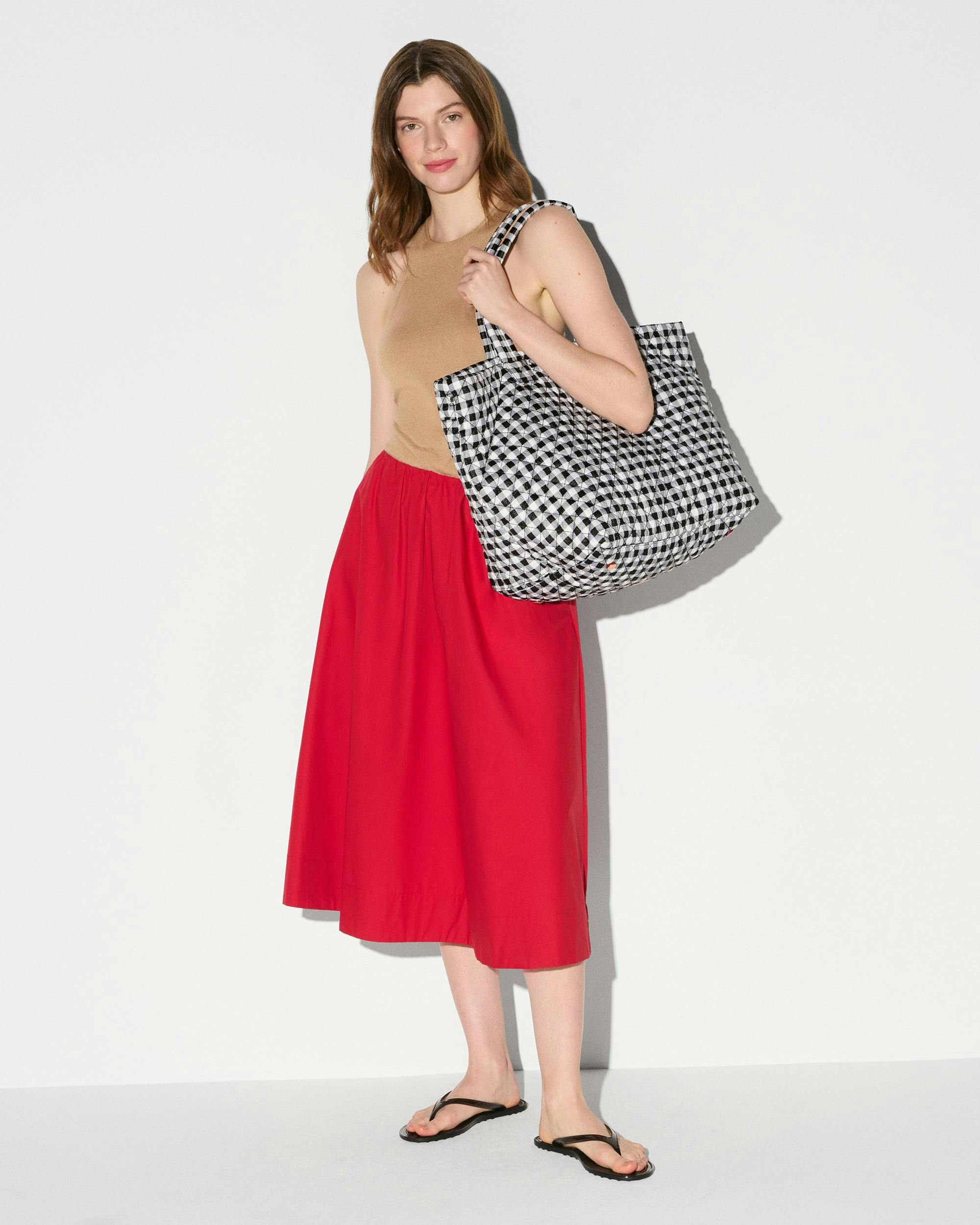 Black/White Gingham Large Metro Tote Deluxe