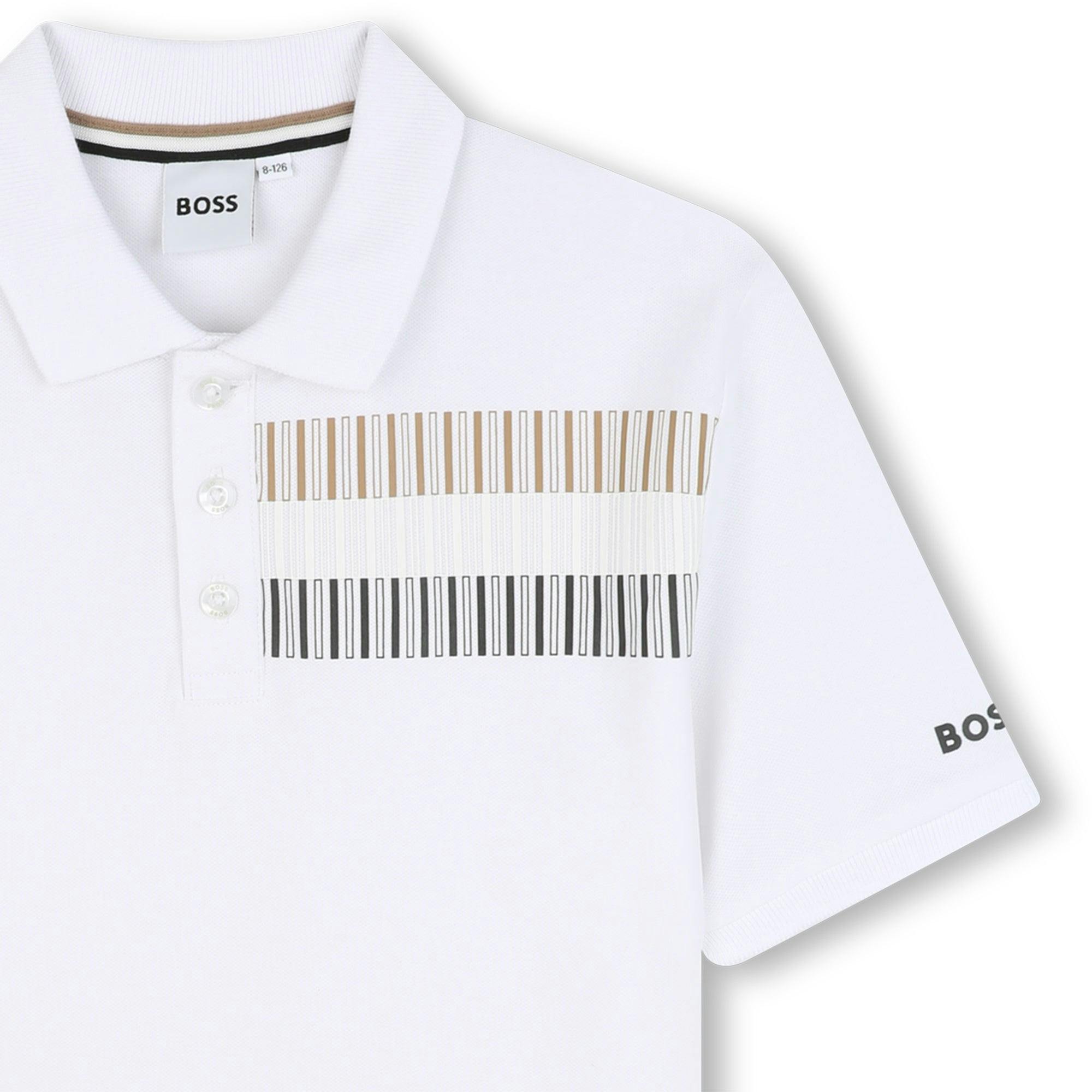 White Short Sleeve Block Polo