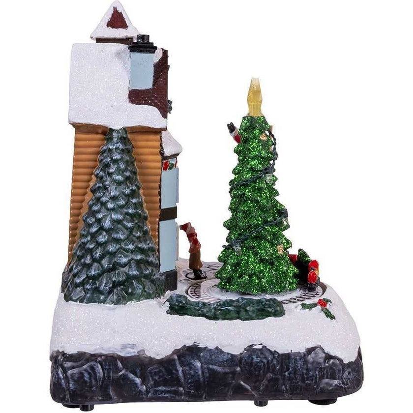 8.5-Inch Battery Operated Lighted Musical Santa Village Scene