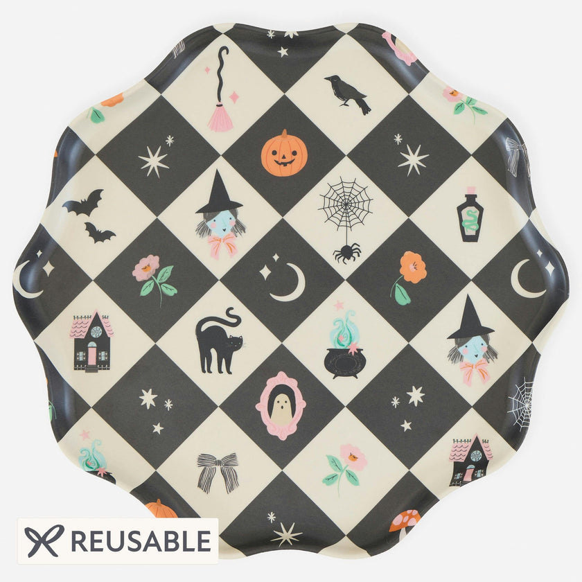 Patchwork Halloween Reusable Large Plates