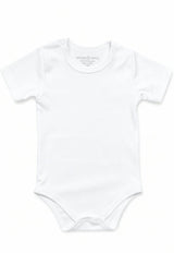 White Short Sleeve Bodysuit in Pima Cotton