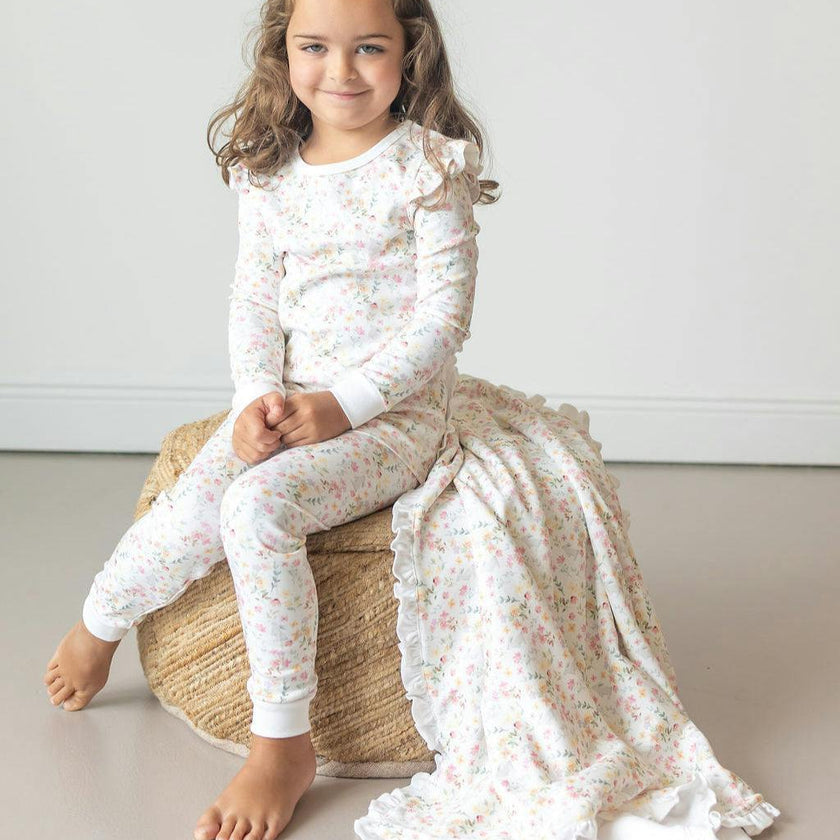 Winter Flowers Pima Long Pajama Set