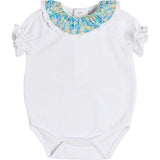 Leontyne Floral Ruffle Collar Lace Detail Bodysuit in Blue Made with Liberty Fabric (1mth-3yrs)