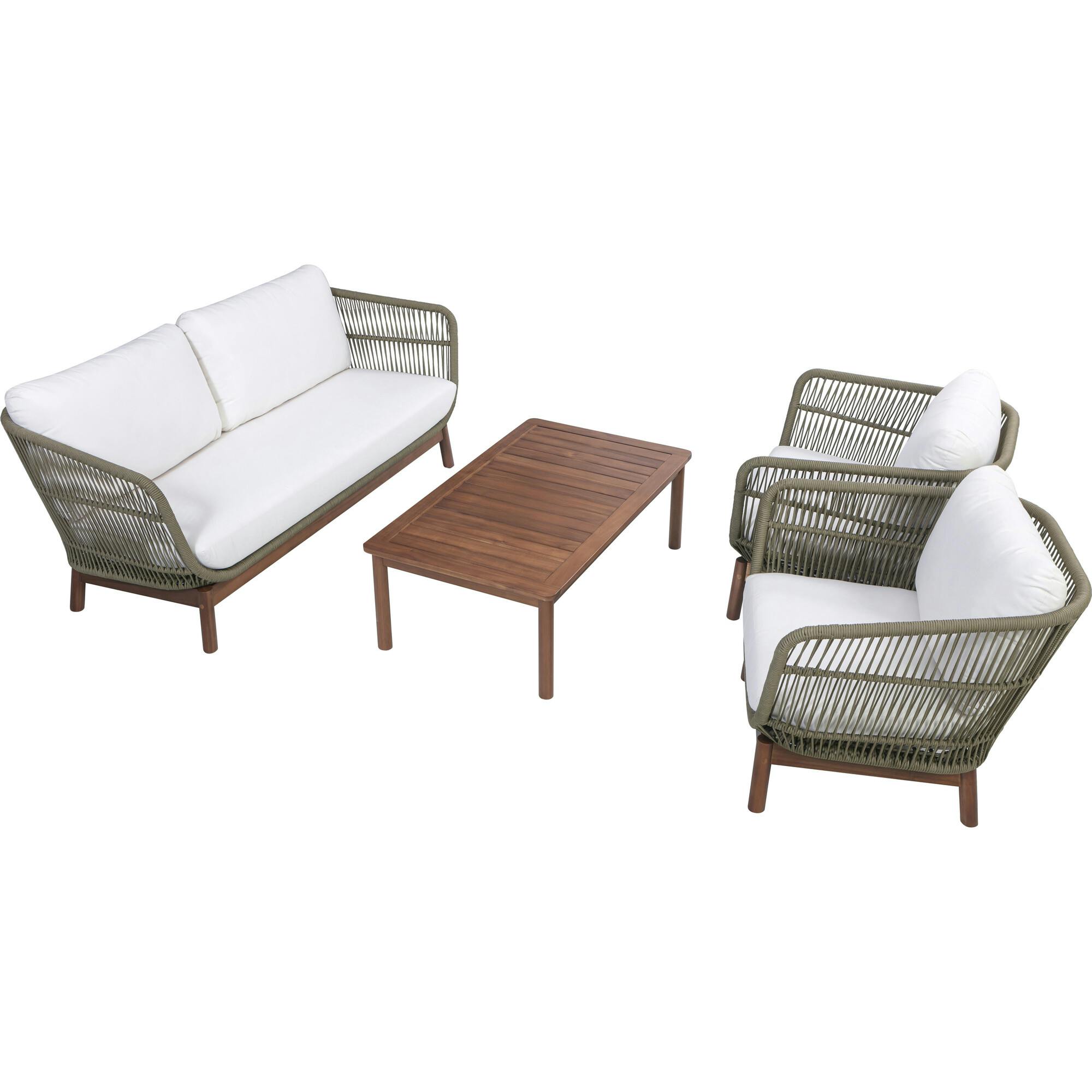 Teamson Home Outdoor Patio Sofa Set with Solid Acacia Base