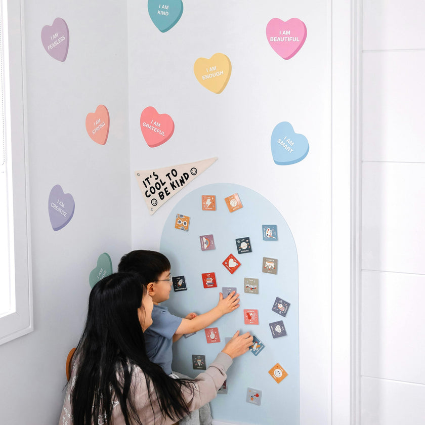 Peel & Stick Fabric Wall Stickers - Affirmation Candy Hearts Brights