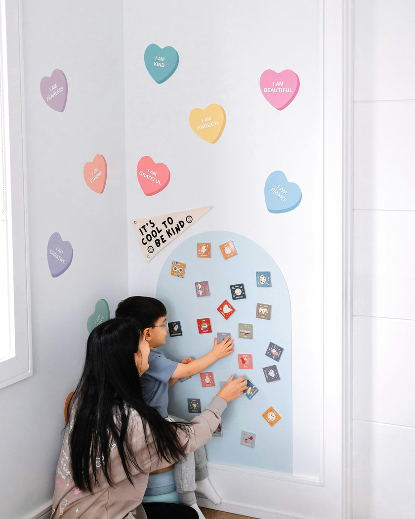 Peel & Stick Fabric Wall Stickers - Affirmation Candy Hearts Brights