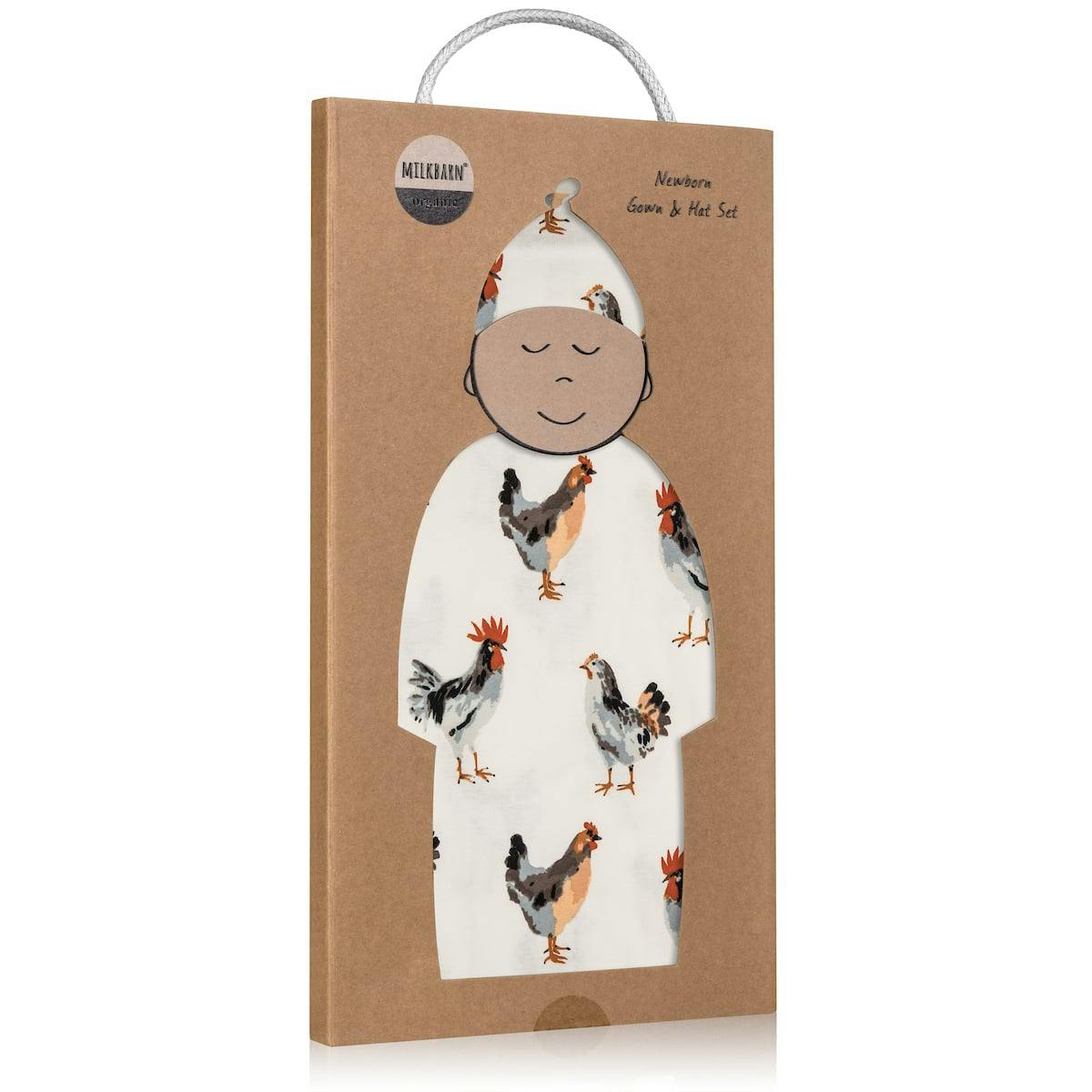 Organic Cotton Newborn Gown & Hat Set
