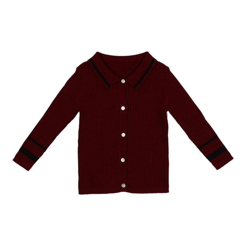 Classic Collar Contrast Stripe Cardigan