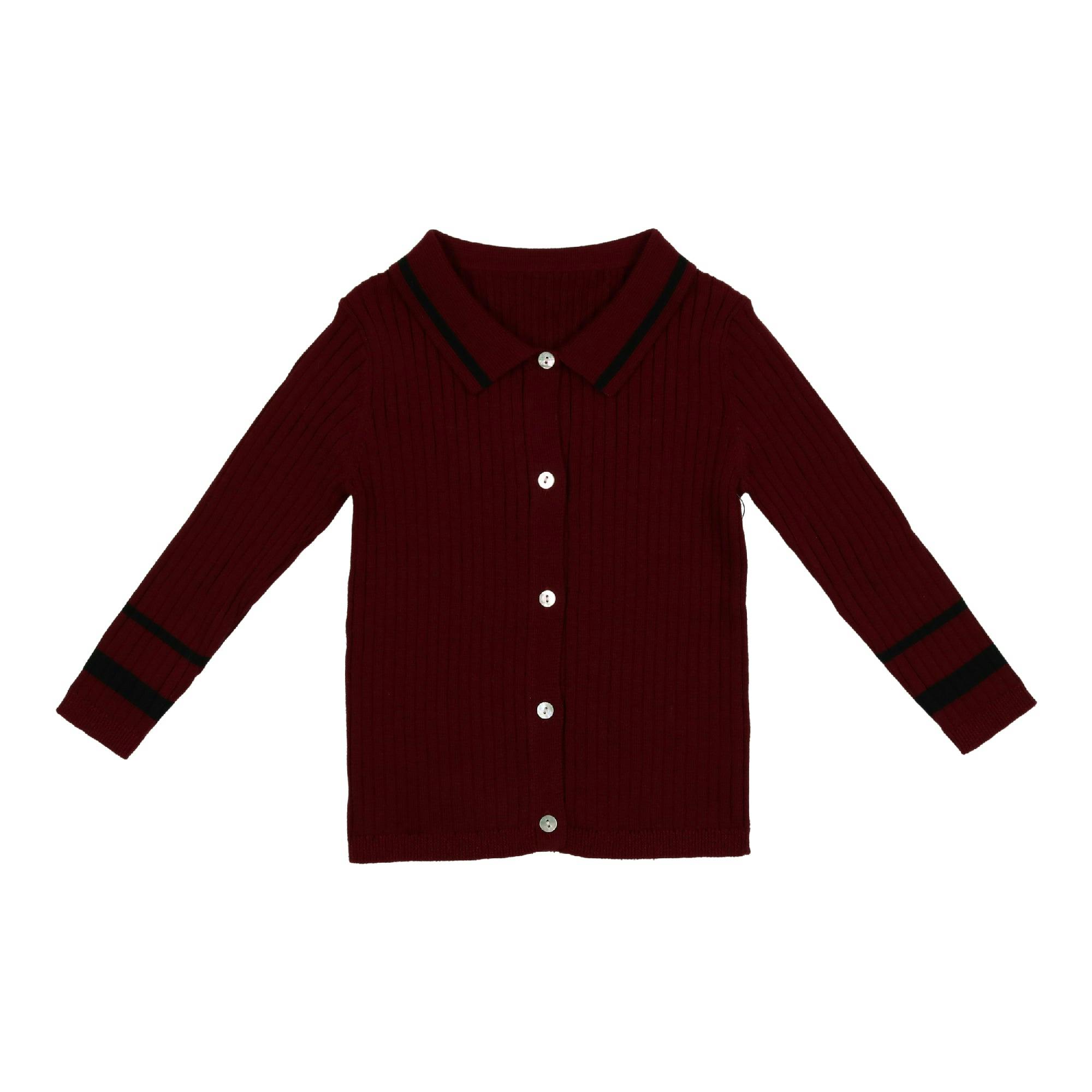 Classic Collar Contrast Stripe Cardigan