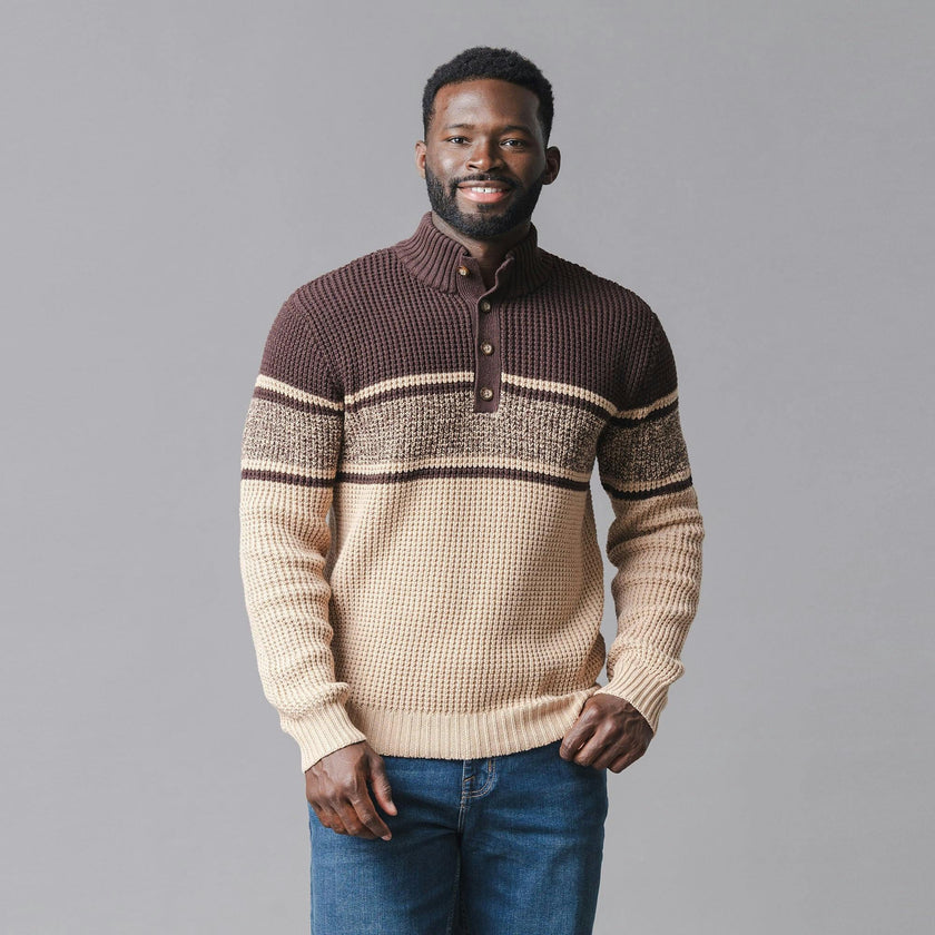 Organic Mock Neck Waffle Sweater
