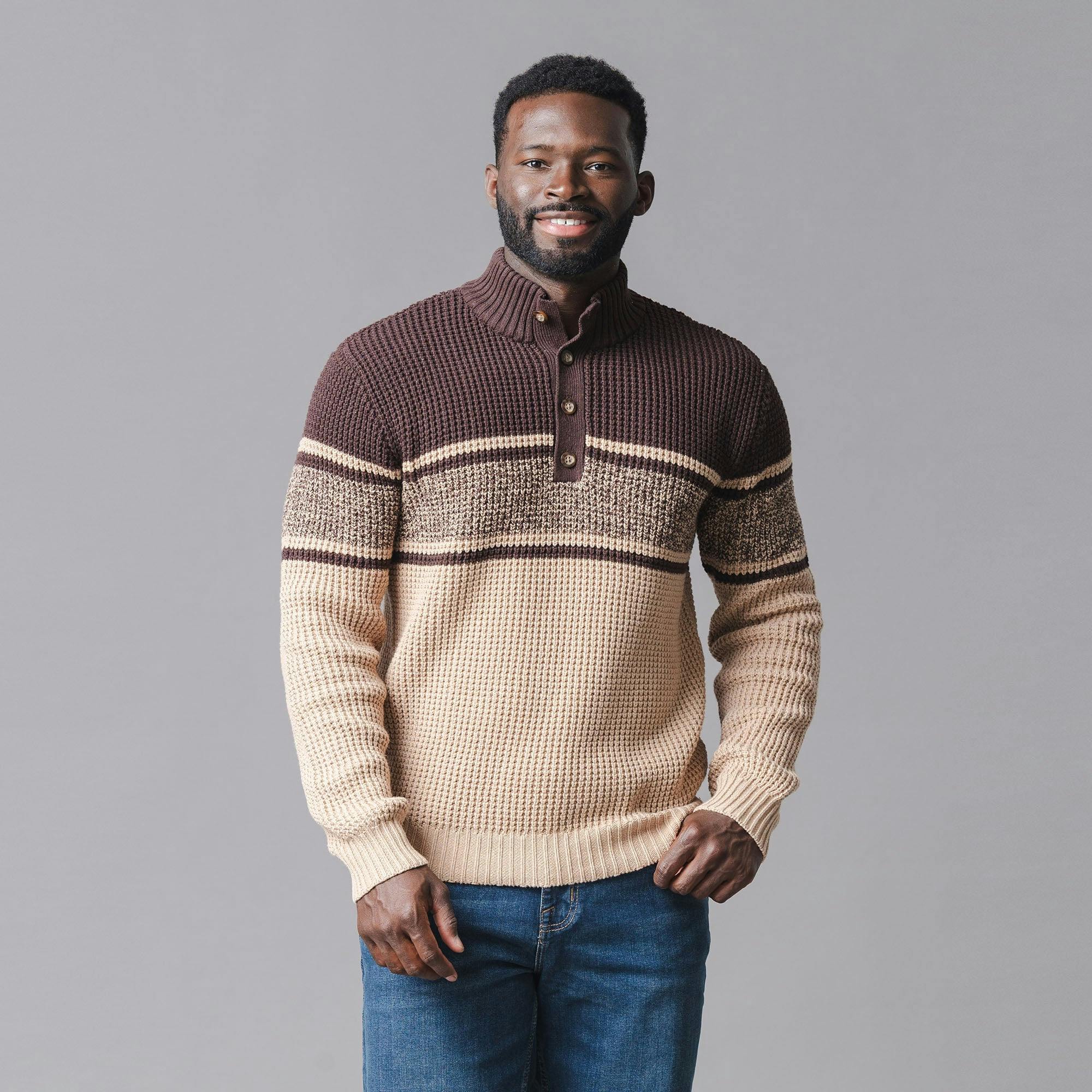Organic Mock Neck Waffle Sweater