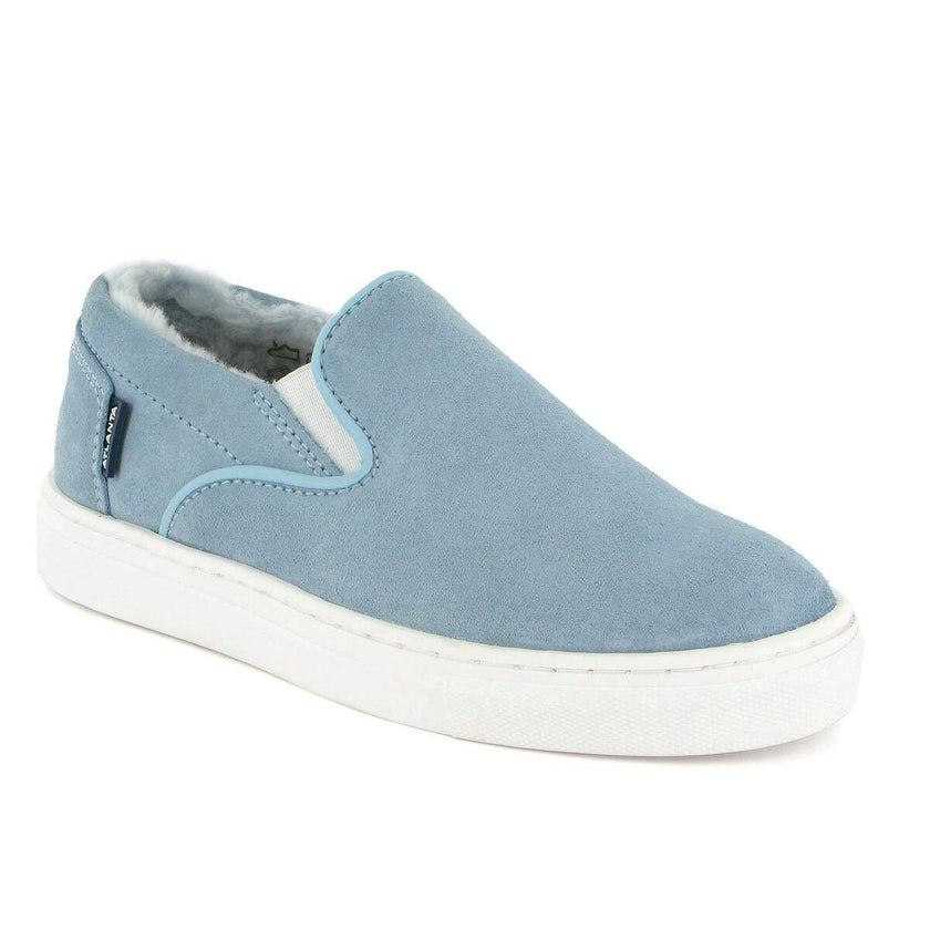 Wool Lining Suede Slip On Sneakers, Sky Blue