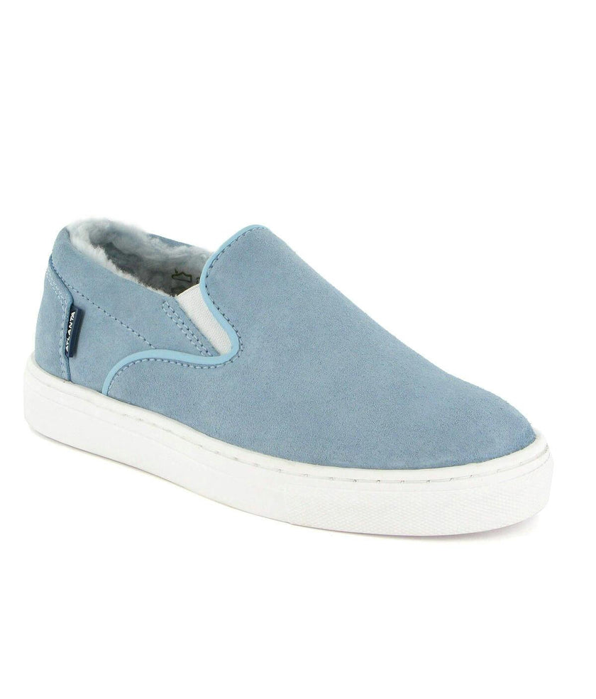 Wool Lining Suede Slip On Sneakers, Sky Blue