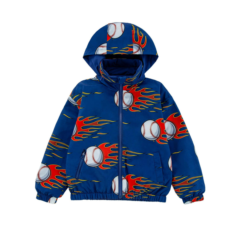 Max Reversible Rain Jacket Windbreaker, Baseball Fire