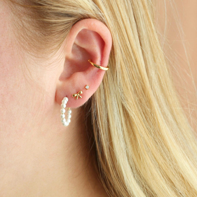 Freshwater Pearl Huggie Post Hoop Earrings