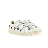 White Logo Trim Mickey Velcro Sneakers