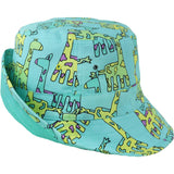 Reversible Adventurer Hat, Giraffe/turquoise