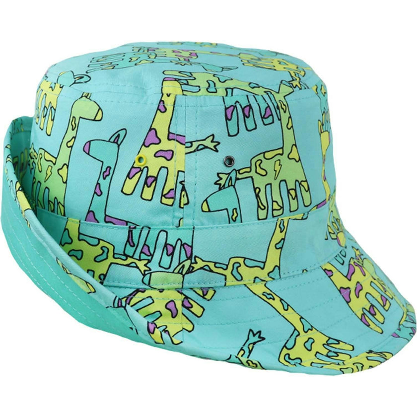 Reversible Adventurer Hat, Giraffe/turquoise