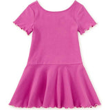 Ruffle Skater Ribbed Dress, Purple