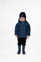 Winter Jacket Adapted For Car Seats Dark Blue