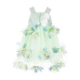 Light Green Sylvienne Sequin Floral Tulle Dress