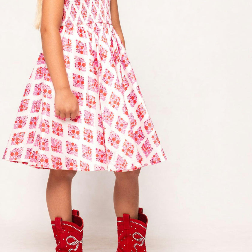 Mini Kylie Dress in Rouge Lattice Floral